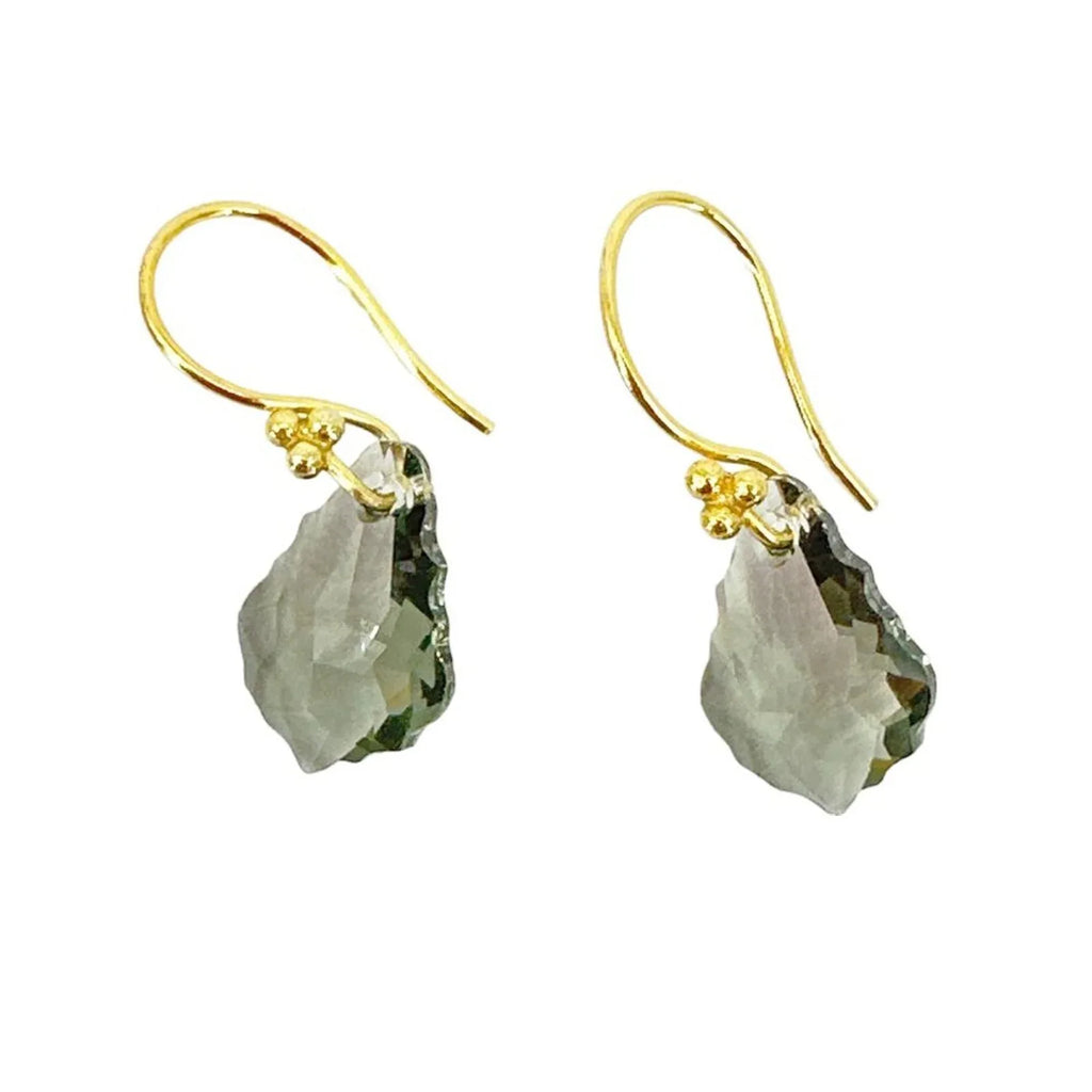 SWAROVSKI Crystal Black Diamond & Gold Vermeil French Wire Earrings - flyKAMP