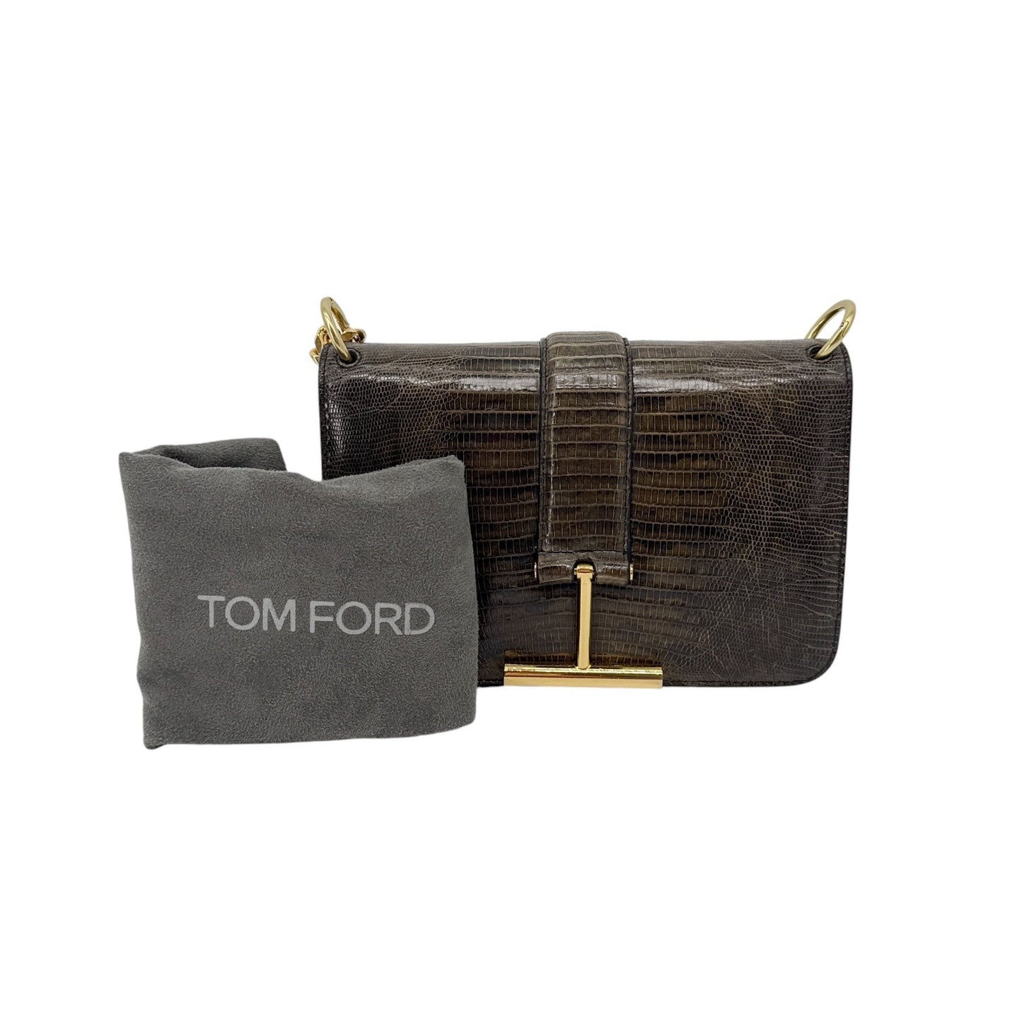 TOM FORD Tara Chain Tejus Lizard Shoulder Bag