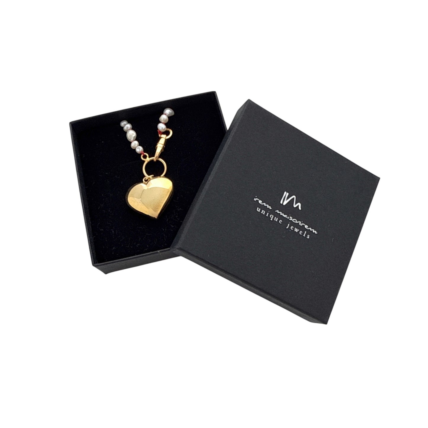 MAISON IREM Big Heart Necklace Pearl & Gold