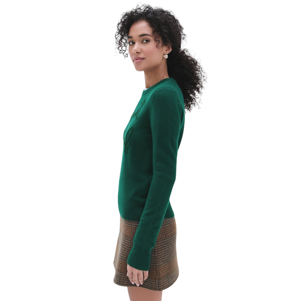 LINGUA FRANCA Do Not Disturb Cashmere Crewneck Sweater in Hunter M LINGUA FRANCA