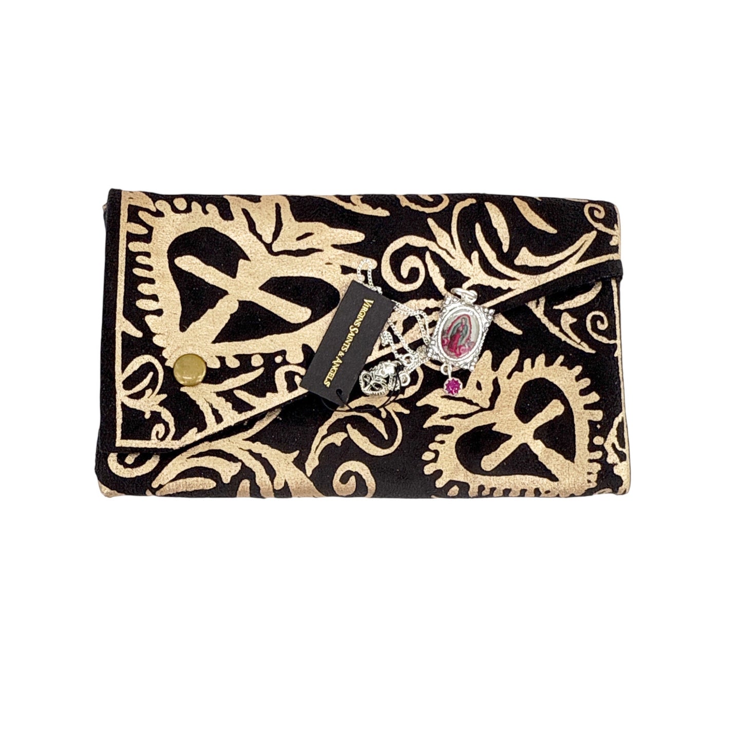 VIRGINS SAINTS & ANGELS VSA Retablo Pink Guadalupe Charm Necklace in Silver