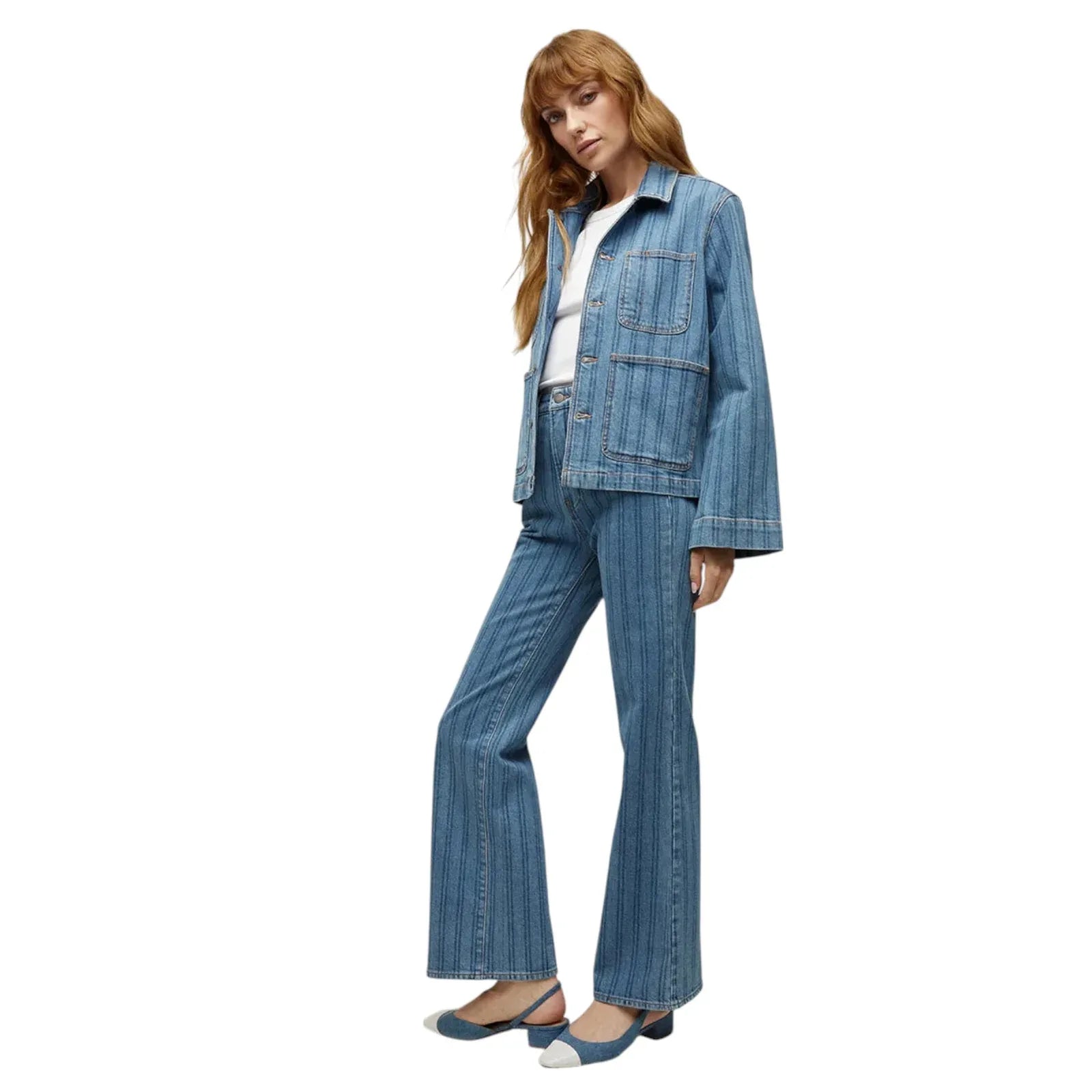 VERONICA BEARD Dahl Striped Denim Jacket S - flyKAMP