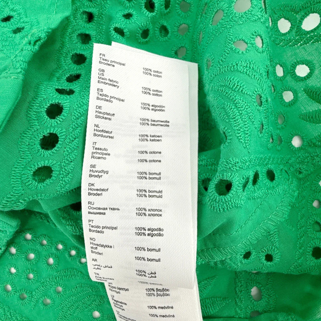 MAJE Ciggy Cotton Eyelet Shirt in Green 3|L - flyKAMP