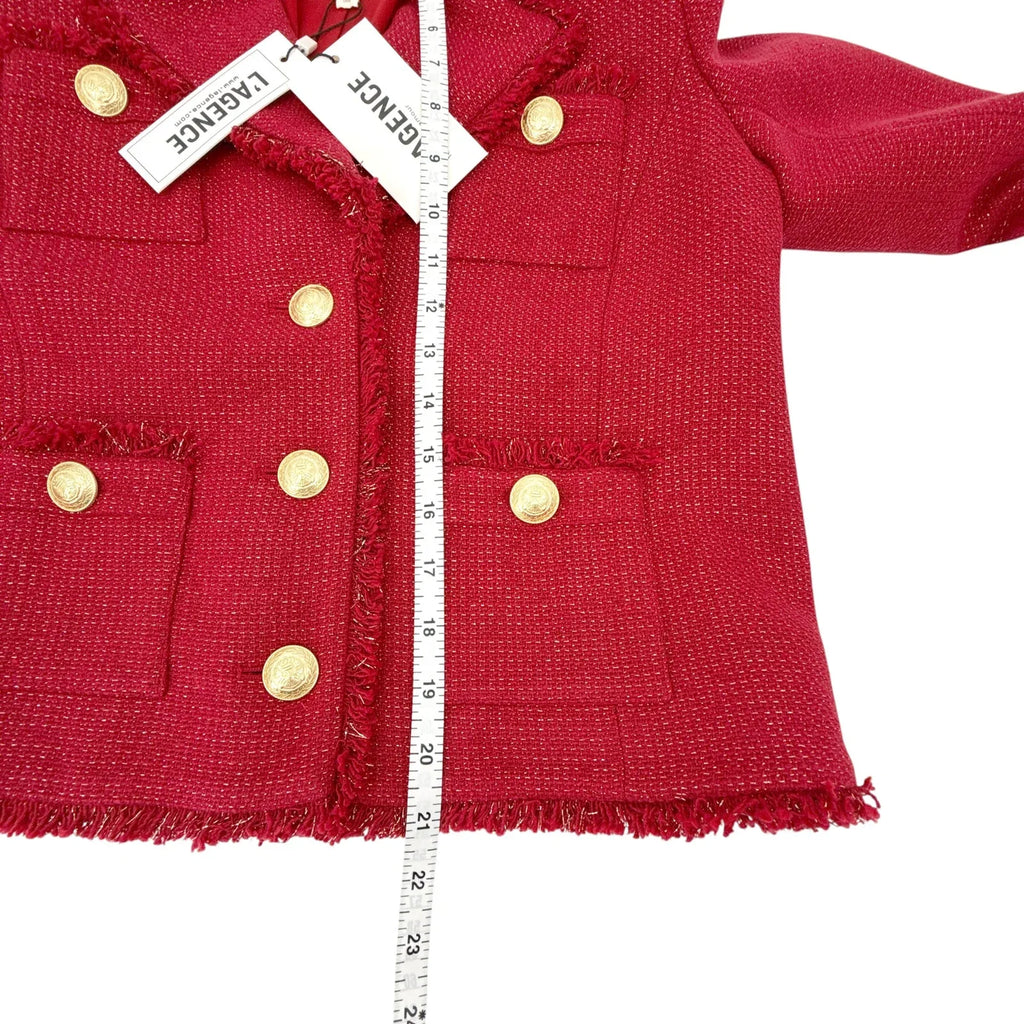 L'AGENCE Sylvia Collared Jacket in Garnet Red & Copper 2 - flyKAMP
