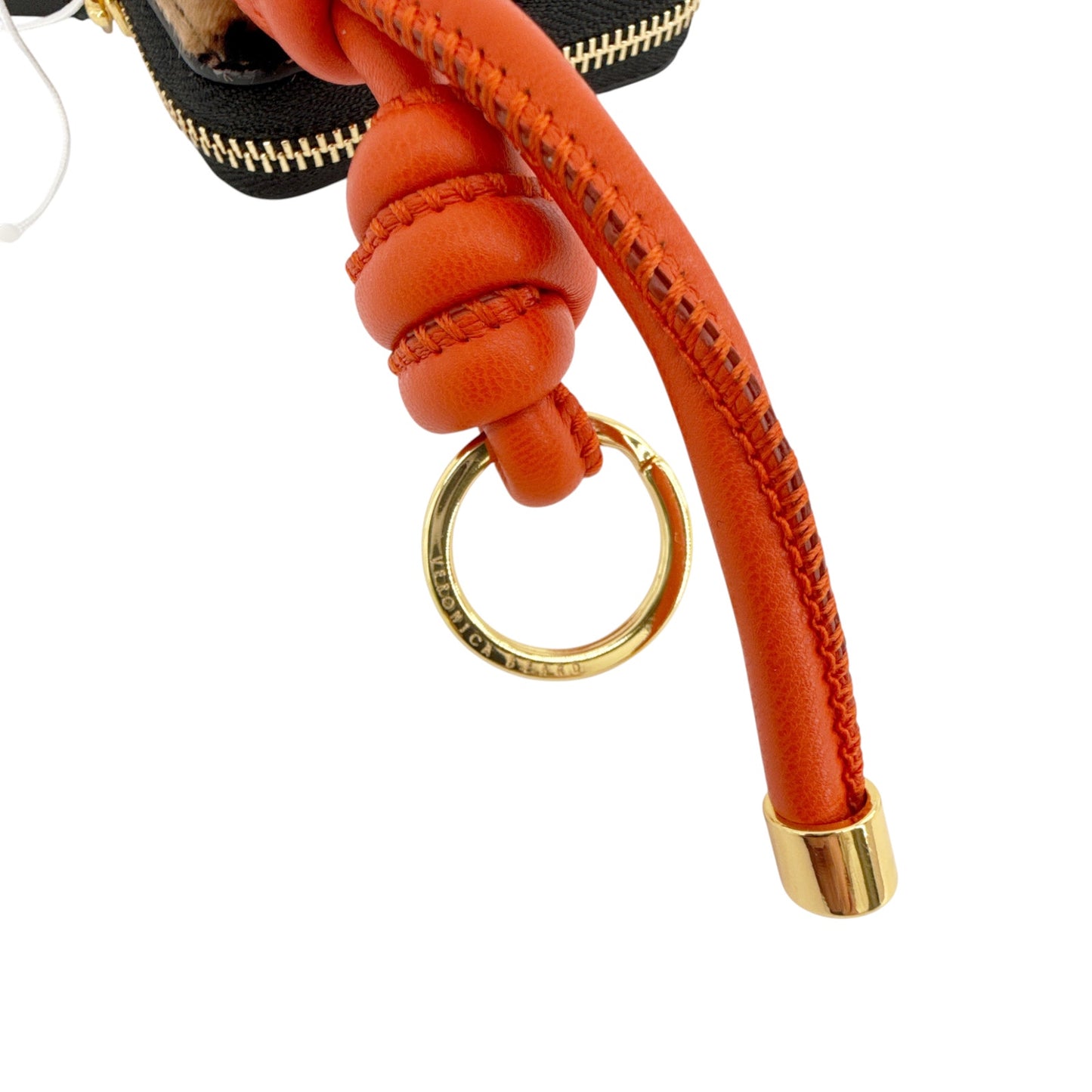 VERONICA BEARD Leopard Zip Pouch Bag Charm Dark Acorn