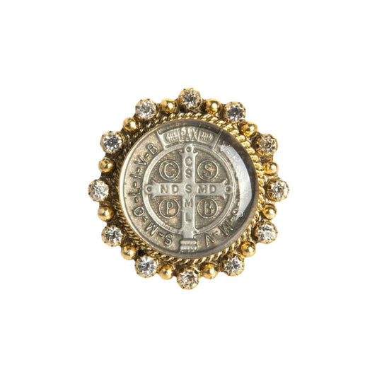 VIRGINS SAINTS & ANGELS Vintage San Benito Ring Gold Plated Sterling Silver 7