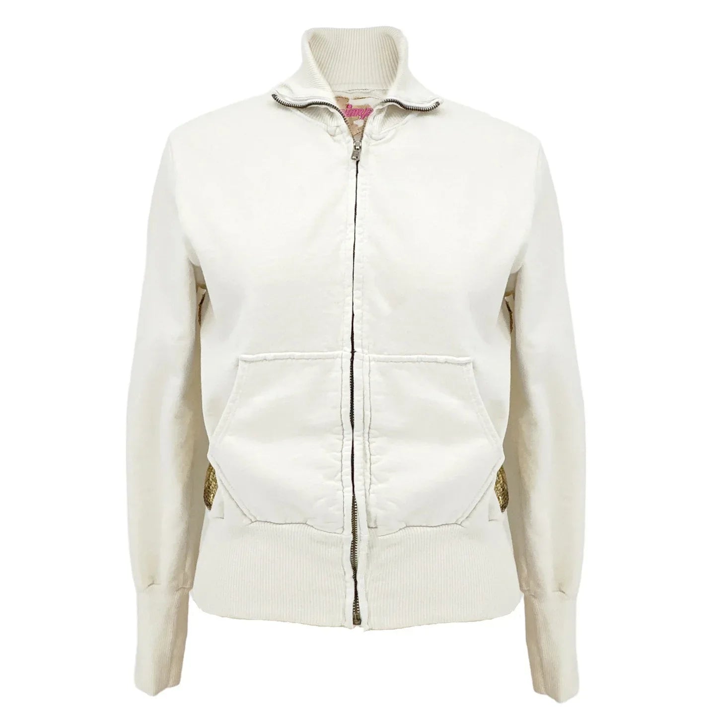 PRIMP Sequin Zip Sweatshirt in Cream & Gold S - flyKAMP