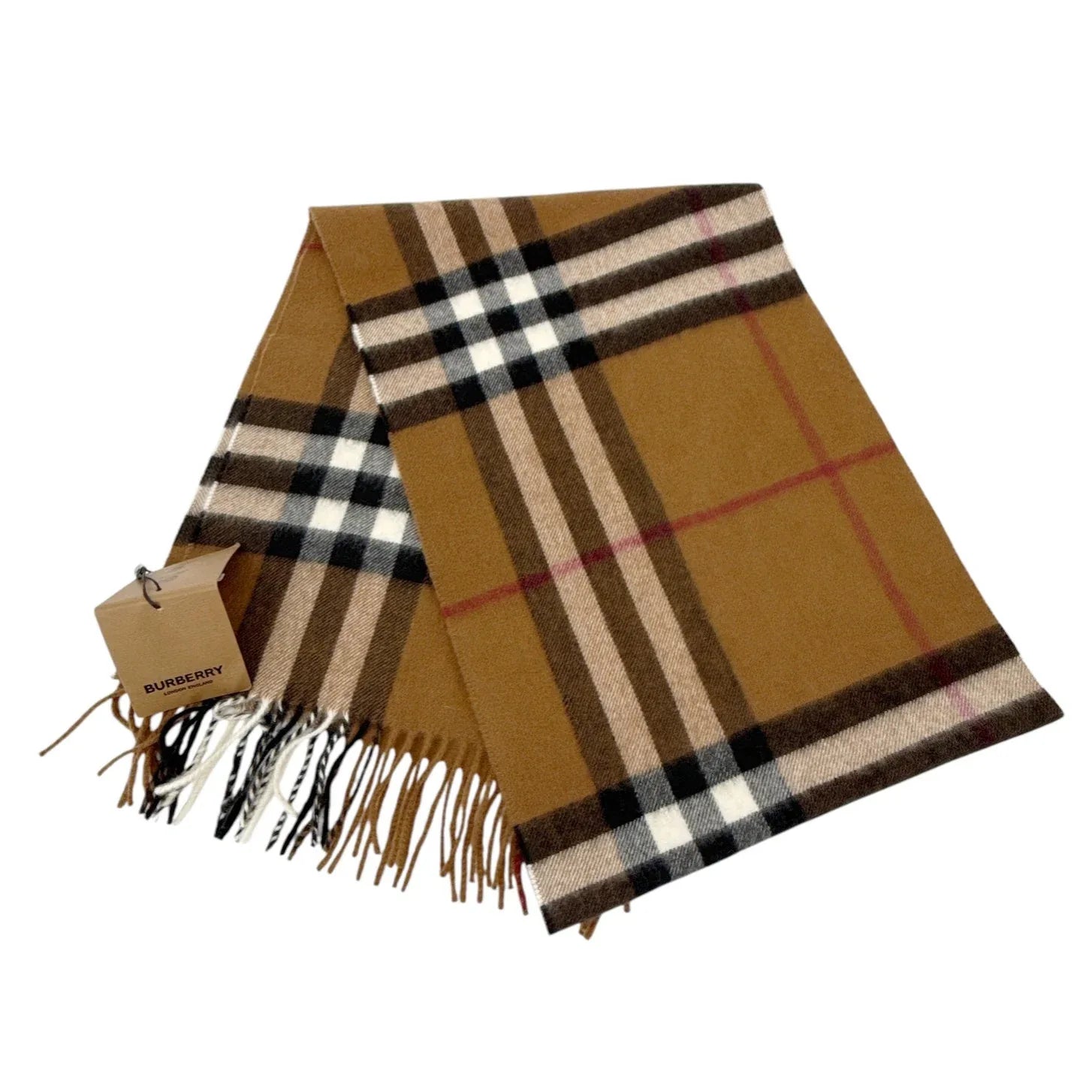 BURBERRY Giant Check Cashmere Scarf in Birch Brown - flyKAMP