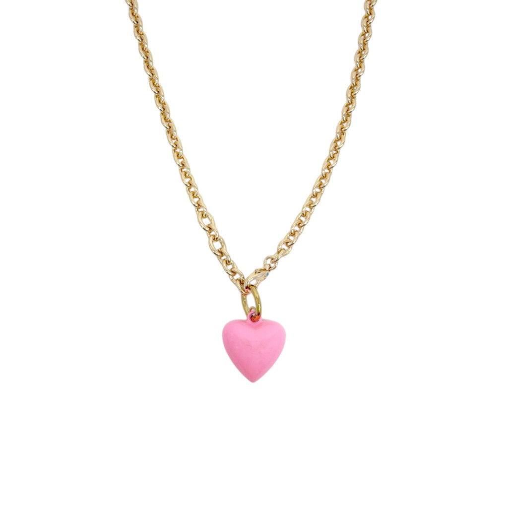 ROXANNE ASSOULIN The Mini Puffy Heart Necklace in Gold & Pink Roxanne Assoulin
