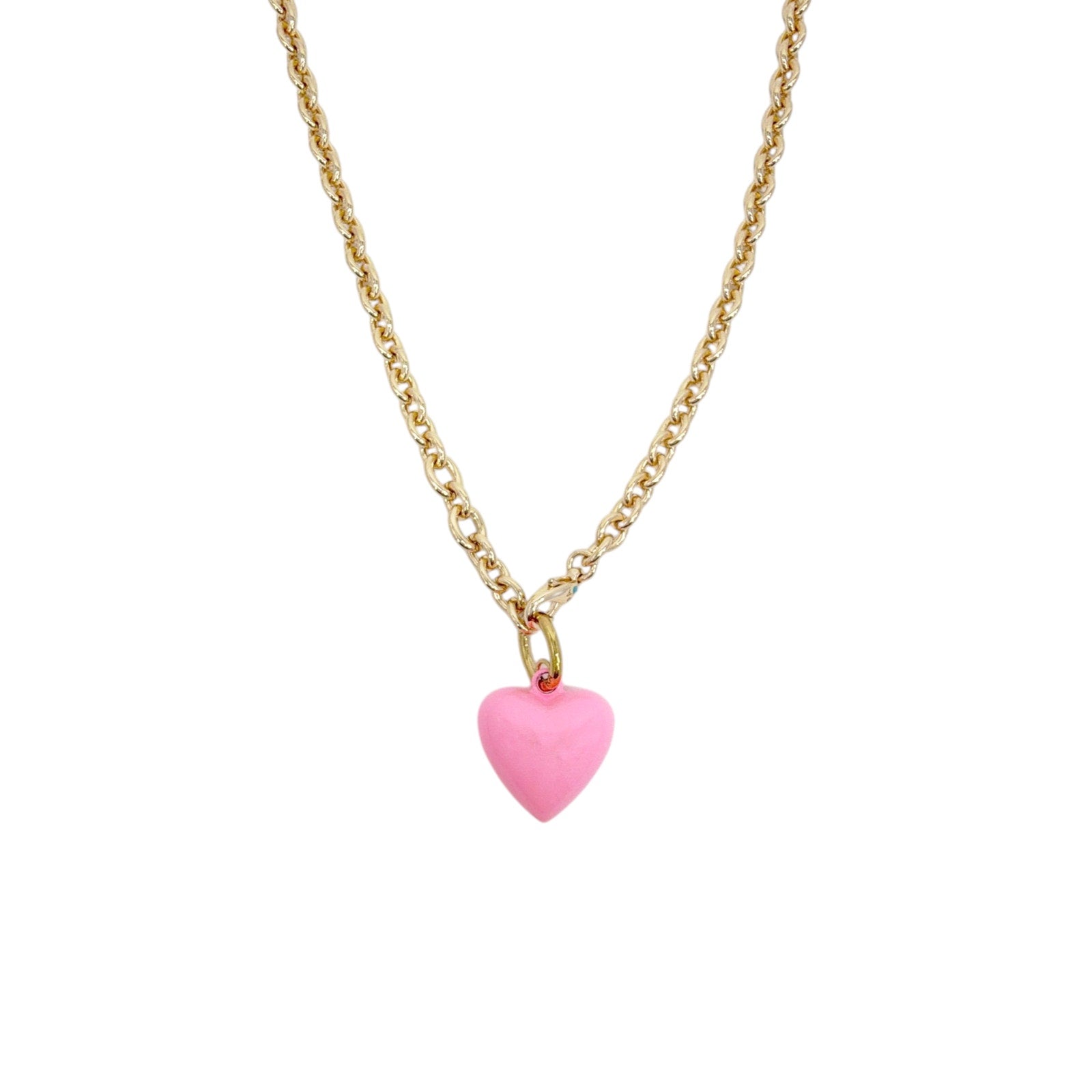 ROXANNE ASSOULIN The Mini Puffy Heart Necklace in Gold & Pink Roxanne Assoulin