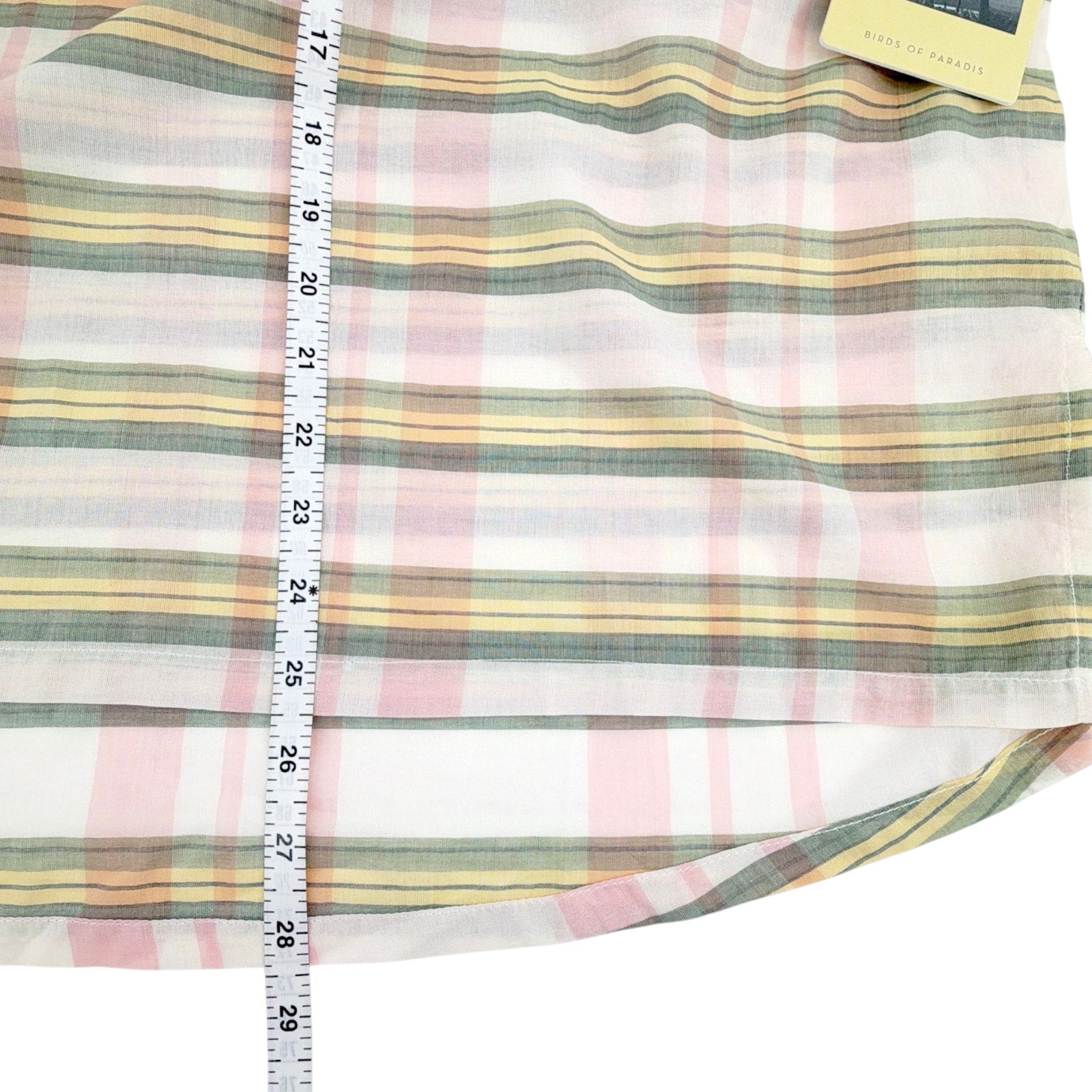 BIRDS of PARADIS by TROVATA Bailey Blouse in Pomelo Plaid M Birds of Paradis by Trovata