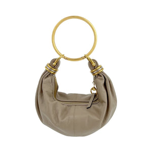 CHLOE Small Bracelet Hobo Bag in Grained Leather in Grey