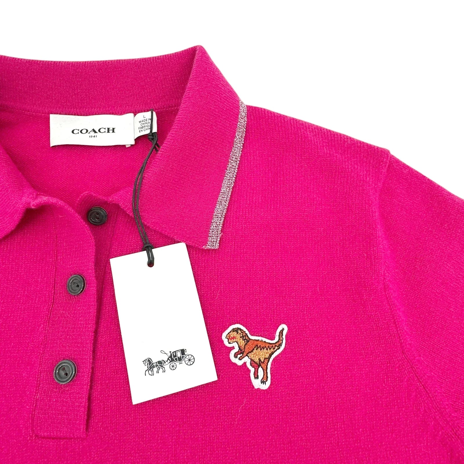 COACH 1941 Rexy Essential Polo Cashmere Sweater L - flyKAMP