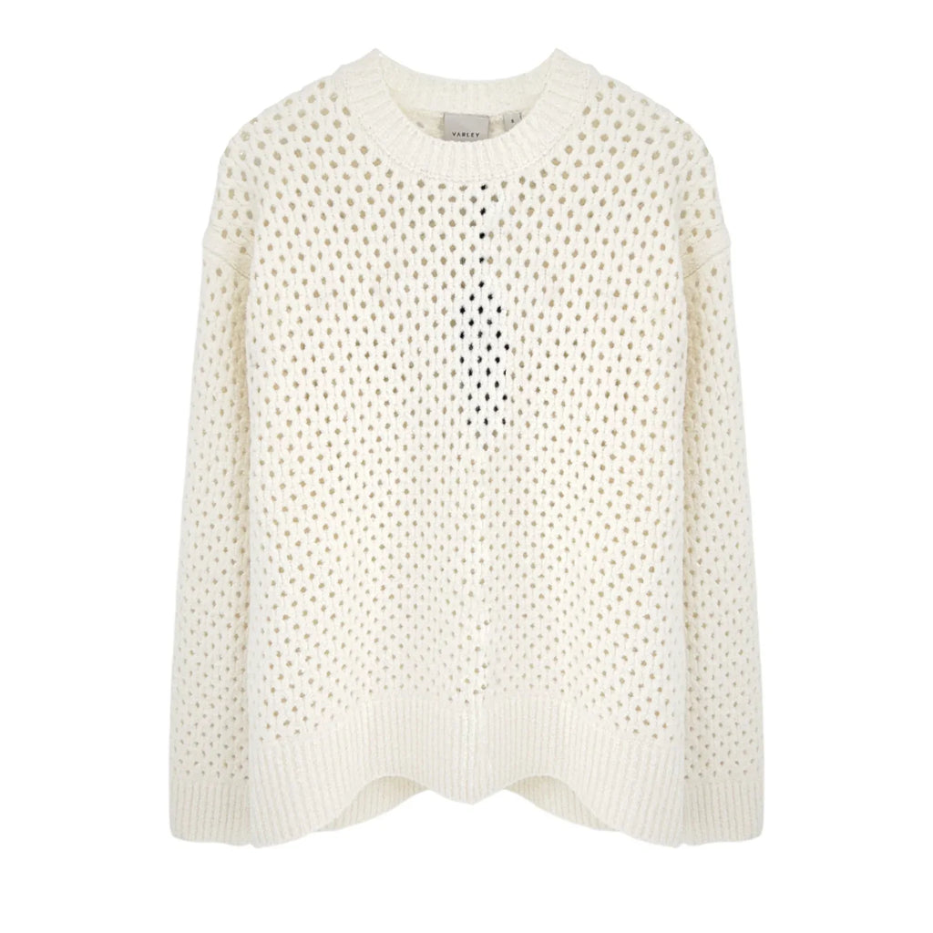 VARLEY Grady Bouclé Knit Sweater in Coconut Milk S - flyKAMP