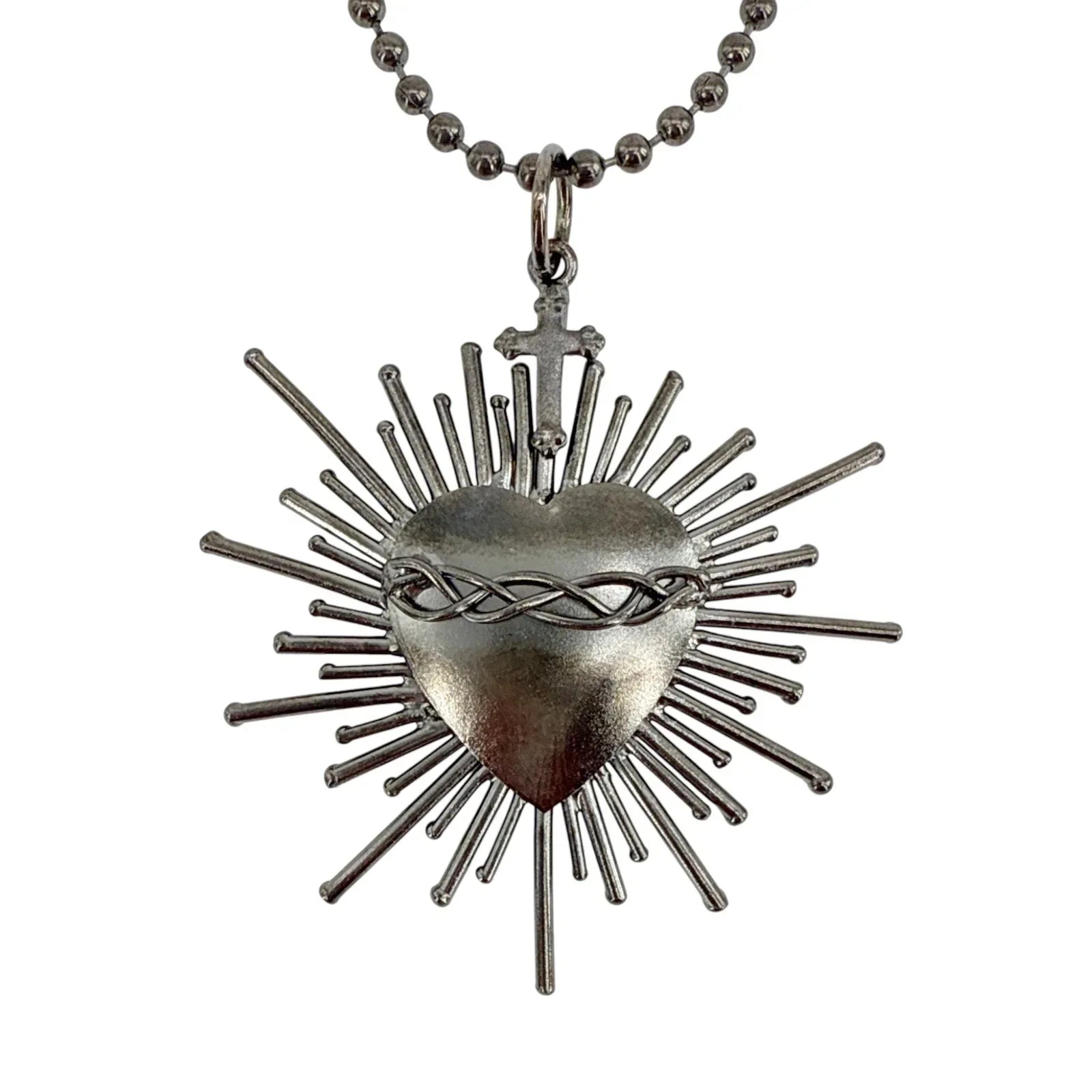 VIRGINS SAINTS & ANGELS VSA Sacred Flame Charm Necklace Gunmetal 34" Ball Chain - flyKAMP
