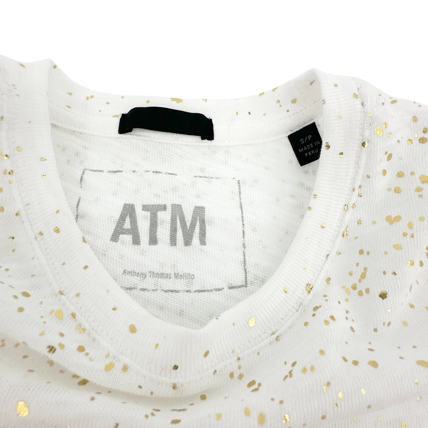 ATM Slub Jersey with Foil Schoolboy Short Sleeve Crew Neck Tee S