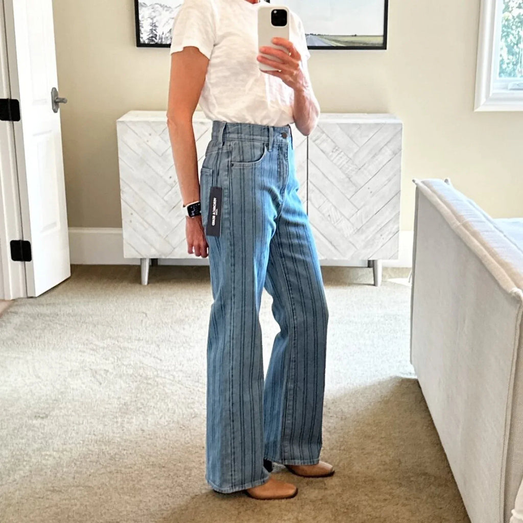 VERONICA BEARD Crosbie Striped Loafer Length Wide Leg Jean 26 - flyKAMP