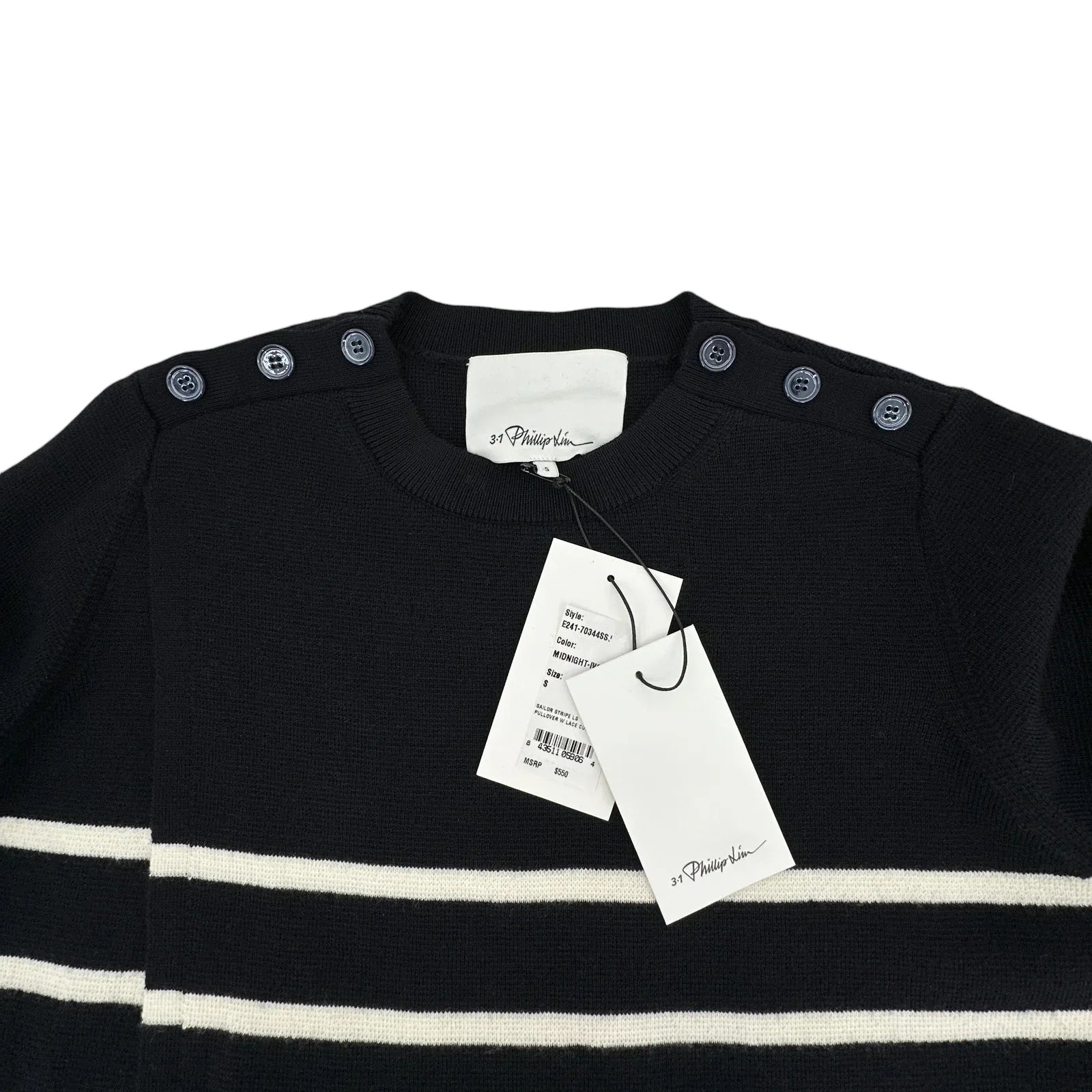 3.1 PHILLIP LIM Sailor Stripe Lace Cuff Sweater S - flyKAMP