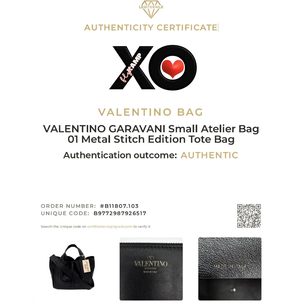 VALENTINO GARAVANI Small Atelier Bag 01 Metal Stitch Edition Tote Bag In Black - flyKAMP