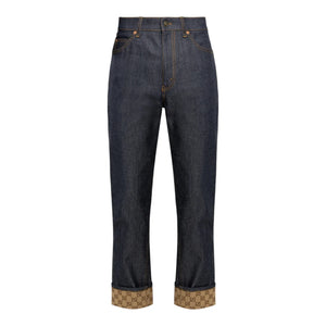 GUCCI Denim Pants with GG Supreme Canvas Cuff 24