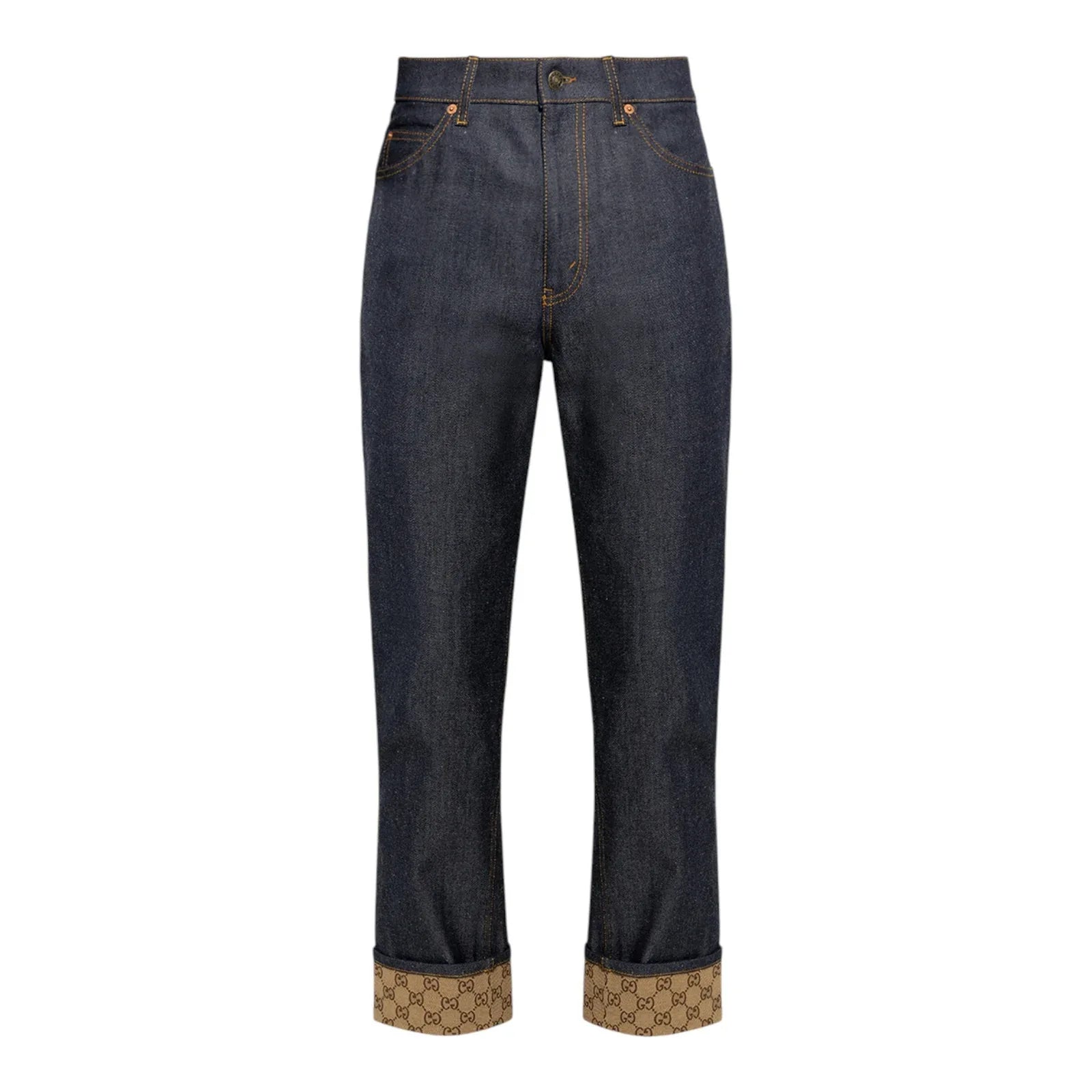 GUCCI Denim Pants with GG Supreme Canvas Cuff 24 - flyKAMP
