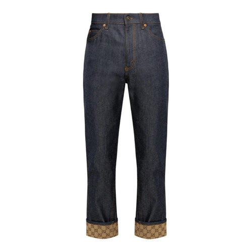 GUCCI Denim Pants with GG Supreme Canvas Cuff 24 - flyKAMP