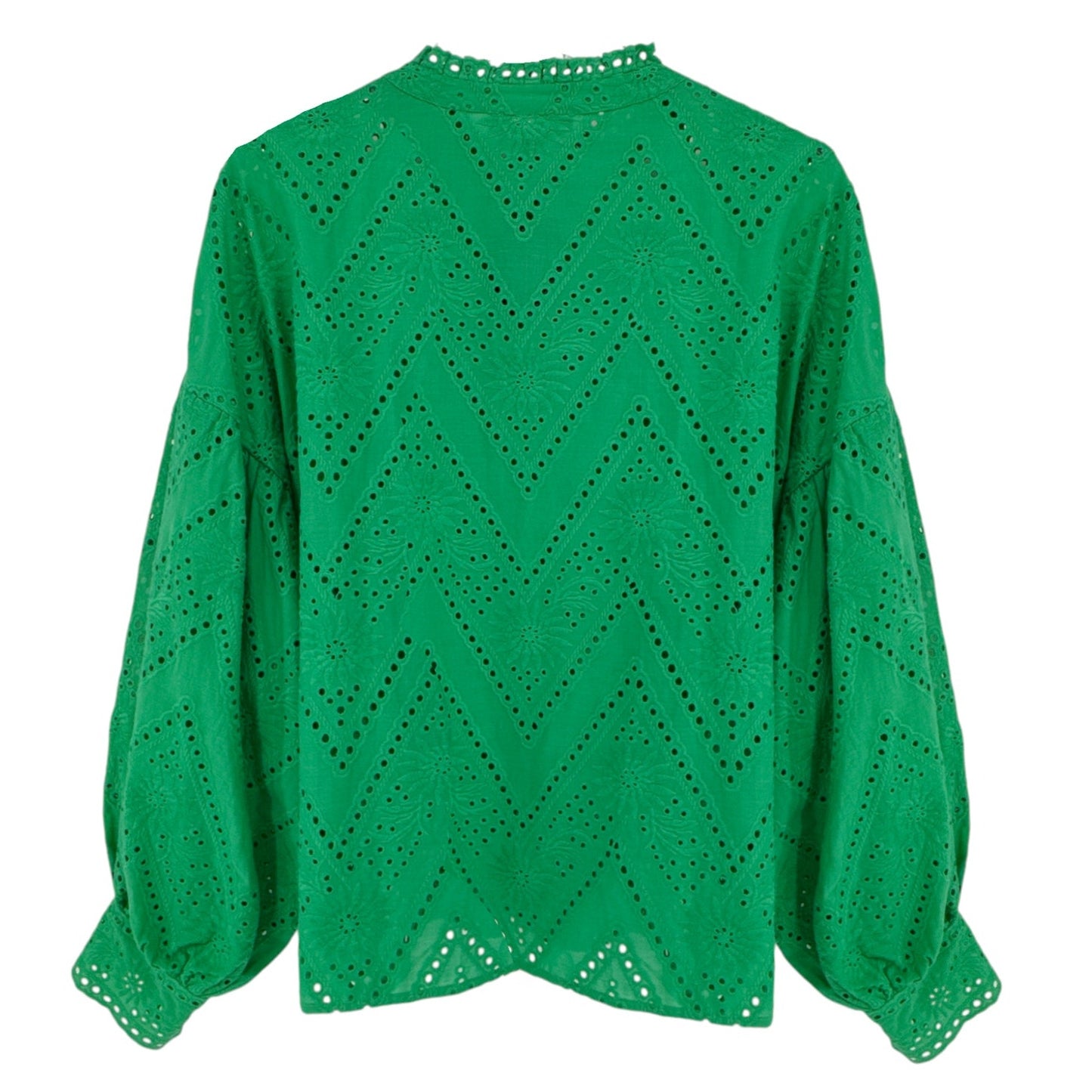 MAJE Ciggy Cotton Eyelet Shirt in Green 3|L