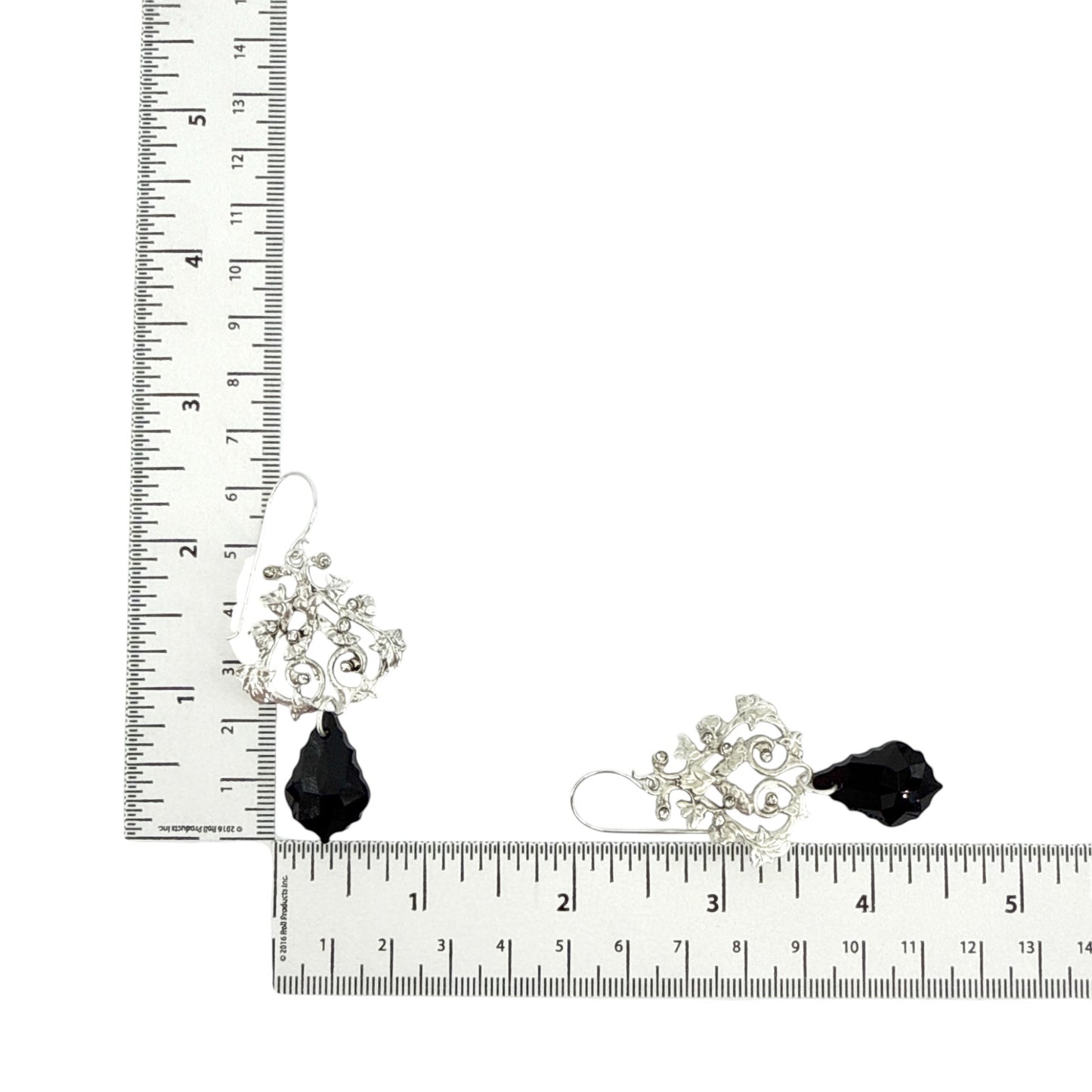 VIRGINS SAINTS & ANGELS VSA Vine Drop Earrings in Silver & Jet