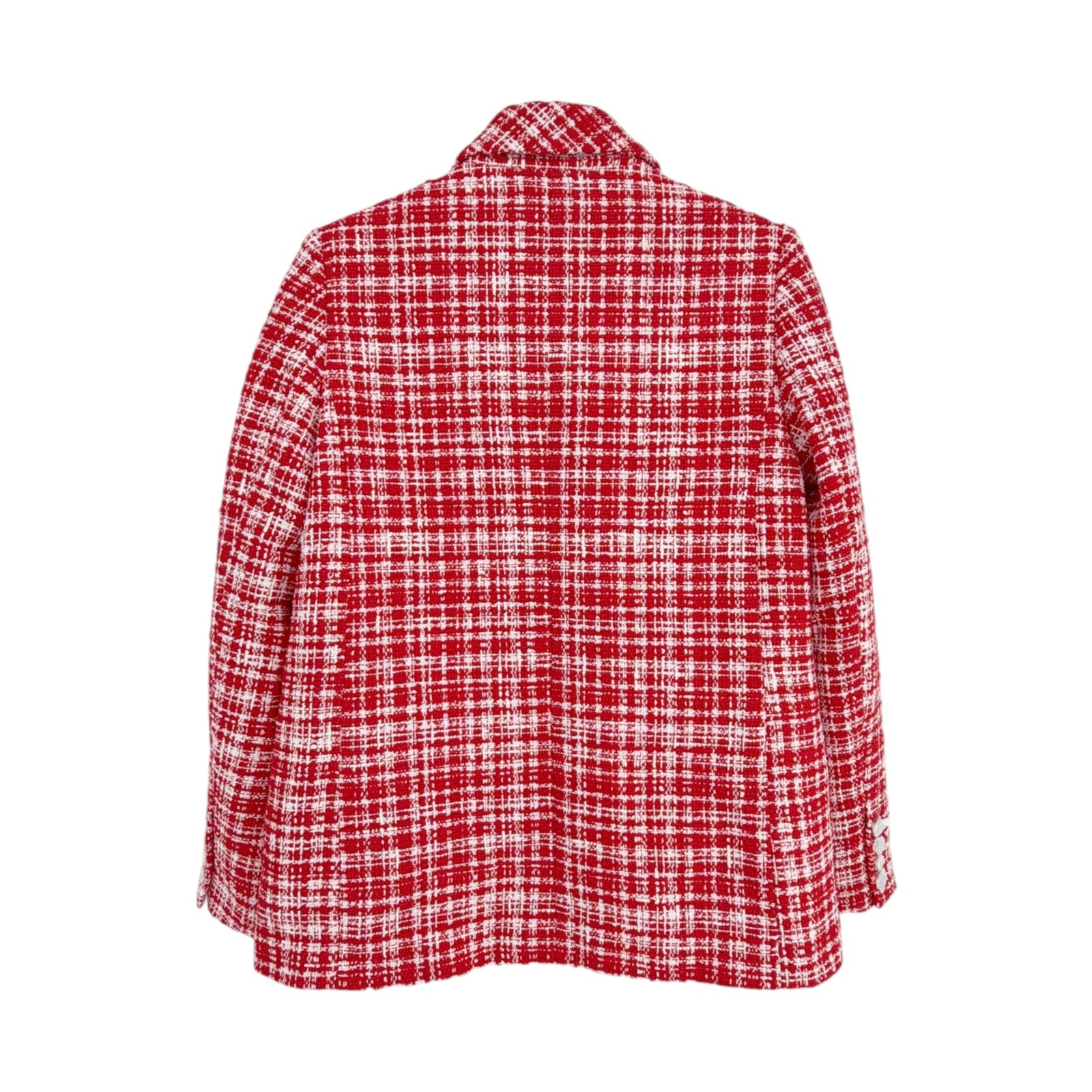 SELF-PORTRAIT Bouclé Checked Blazer in Red Self-Portrait