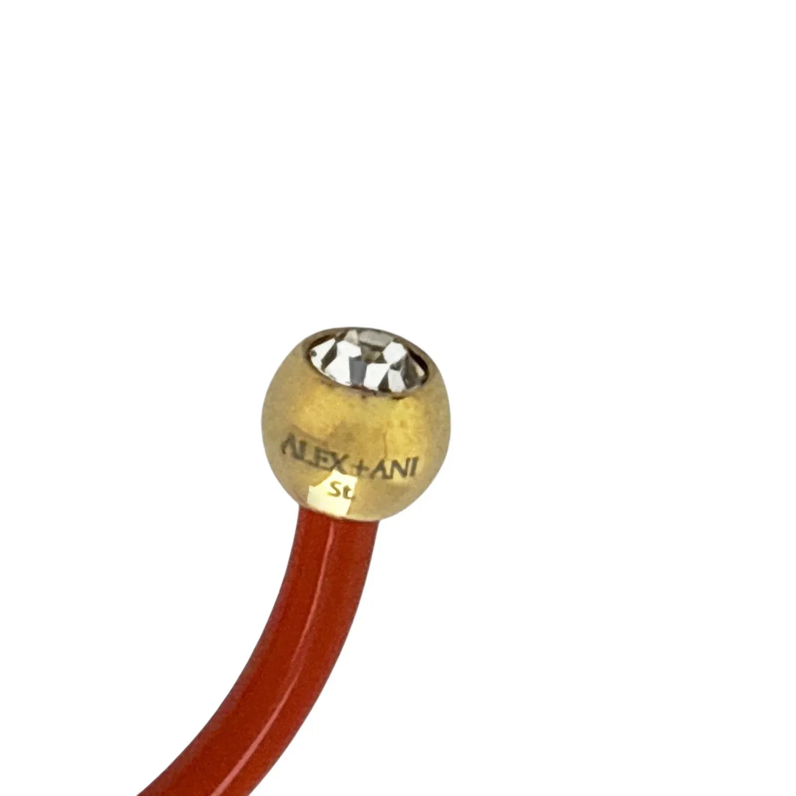 ALEX+ANI Bezel Stone Enamel Cuff in Coral Red - flyKAMP