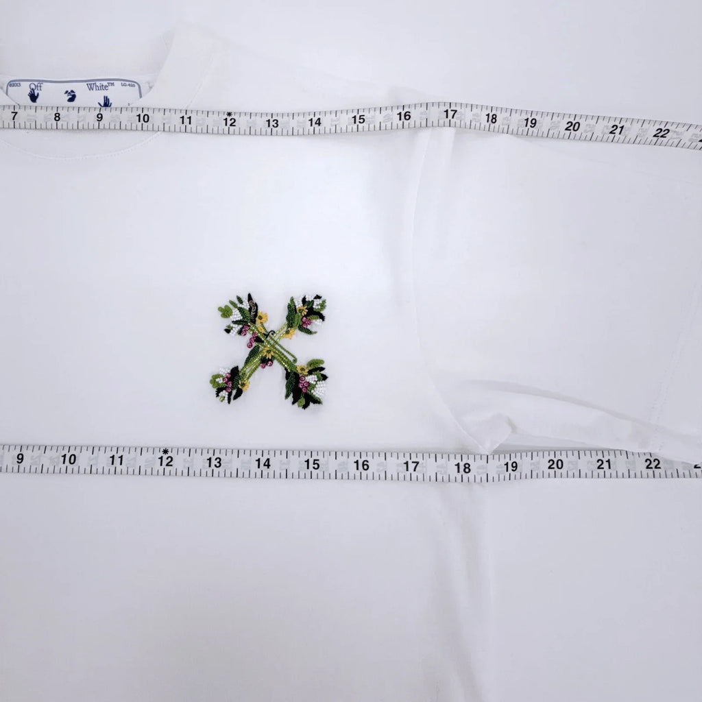 OFF WHITE Embroidered Mini Floral Arrows Tee S - flyKAMP