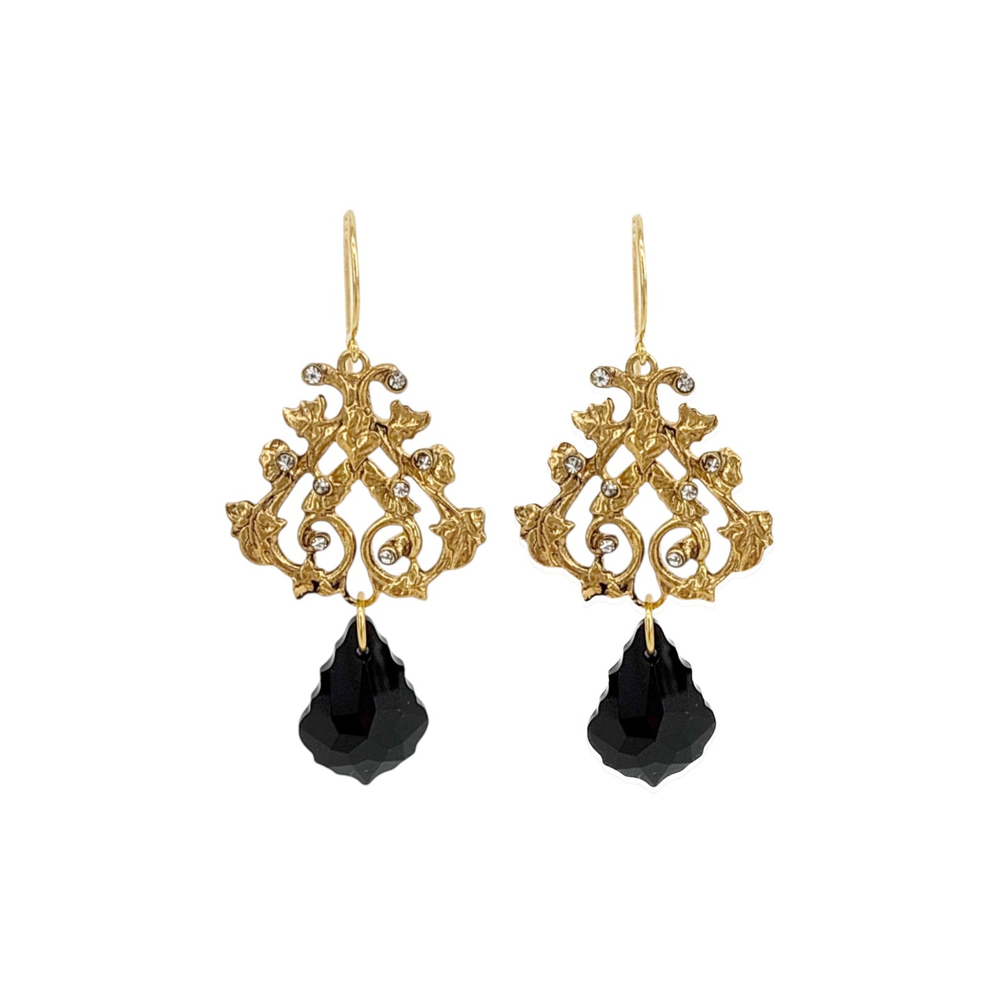 VIRGINS SAINTS & ANGELS VSA Vine Drop Earrings in Gold & Jet