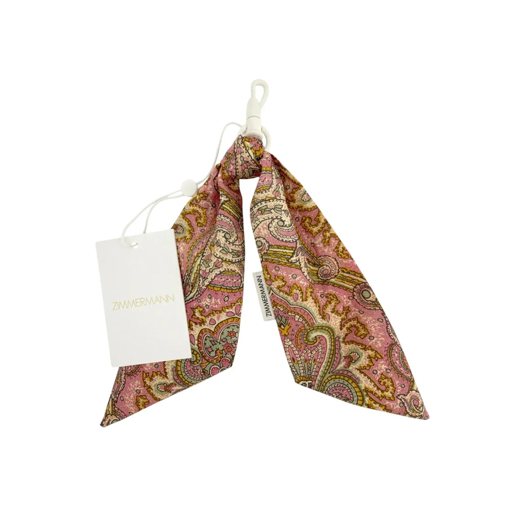 ZIMMERMANN Printed Silk Key Bag Charm in Pink - flyKAMP
