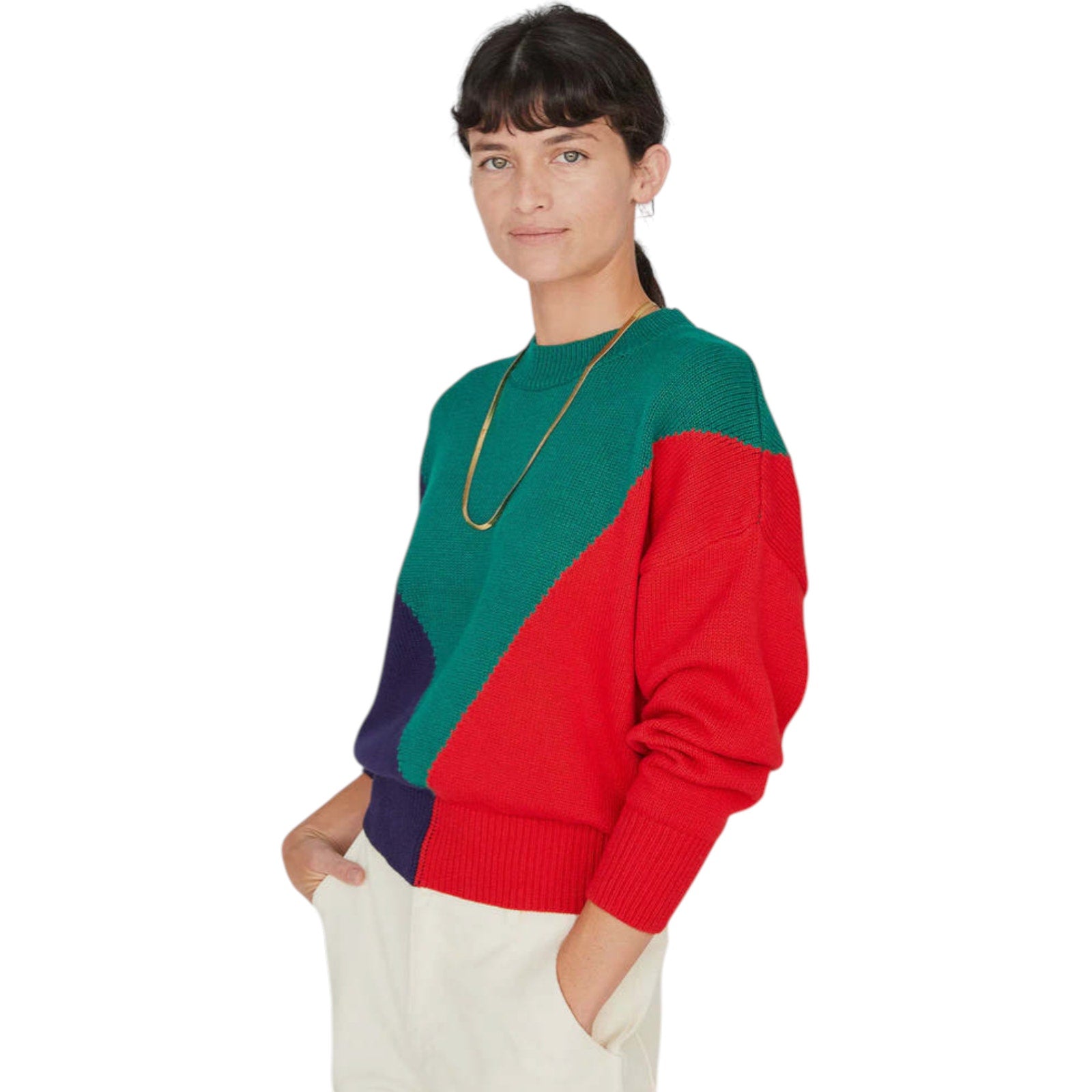 CLARE V. Colorblock Drop Shoulder Sweater XS Clare V.