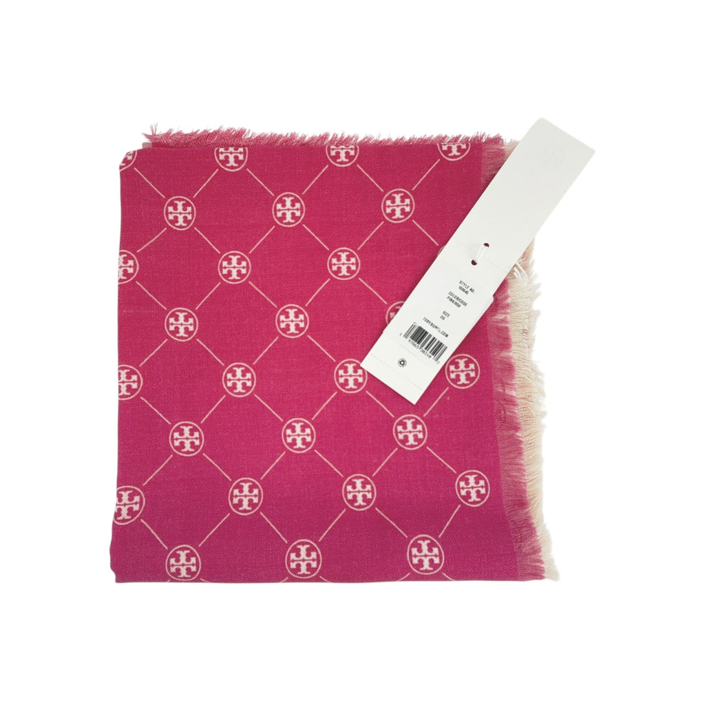 TORY BURCH T Monogram Oblong Scarf in Pink Tory Burch