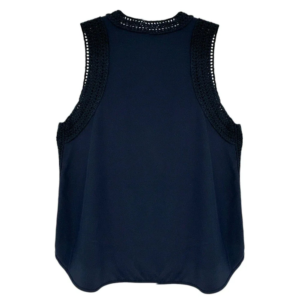 ELIZABETH and JAMES Vivi Crochet Trim Silk Top S - flyKAMP