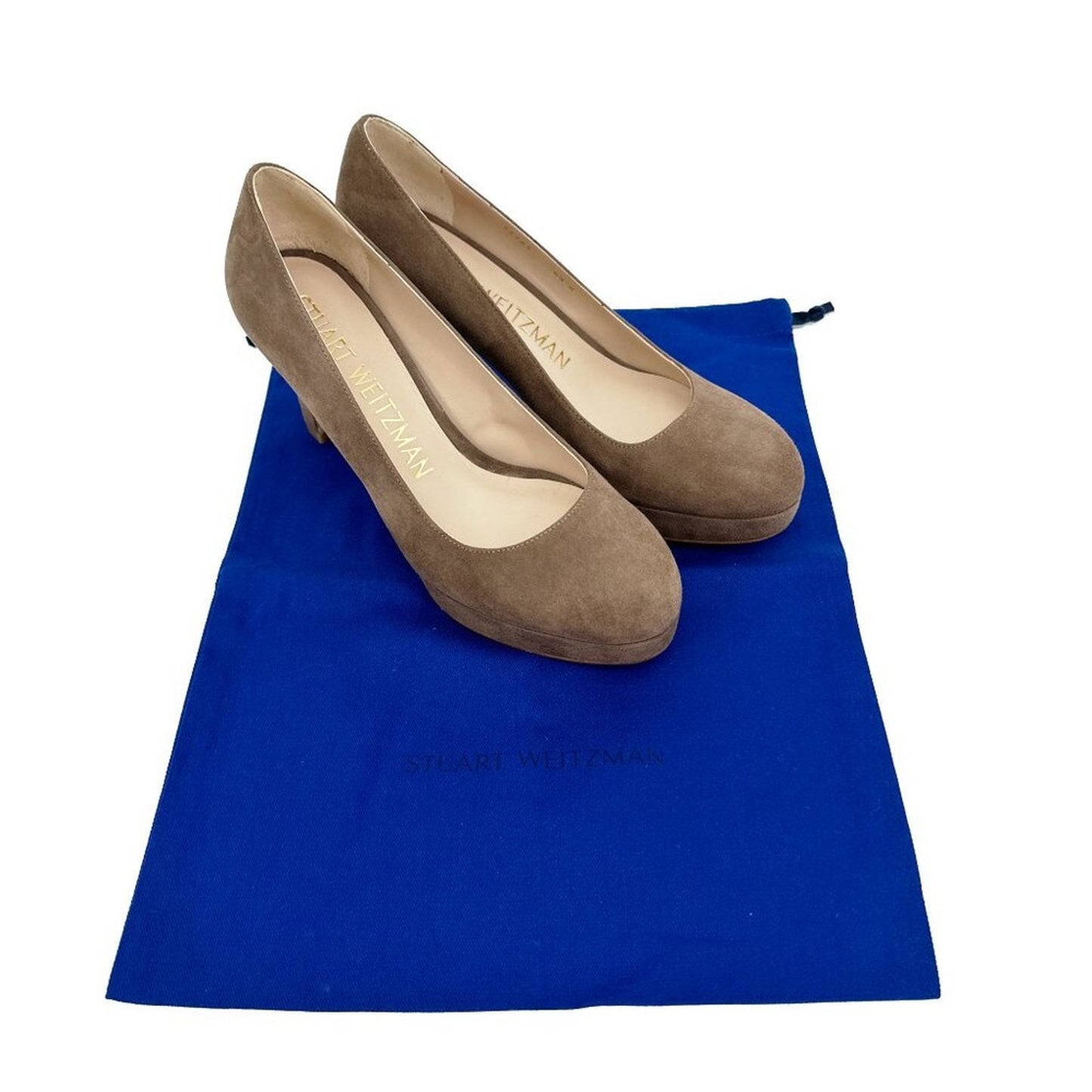 STUART WEITZMAN Larsa Suede Platform Pump in Taupe 6.5M