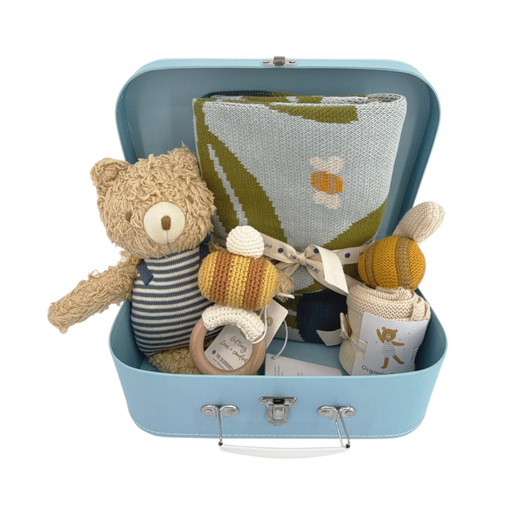 THE BLUEBERRY HILL Blueberry Bear Bee Gift Set: Paperboard Suitcase The Blueberry Hill