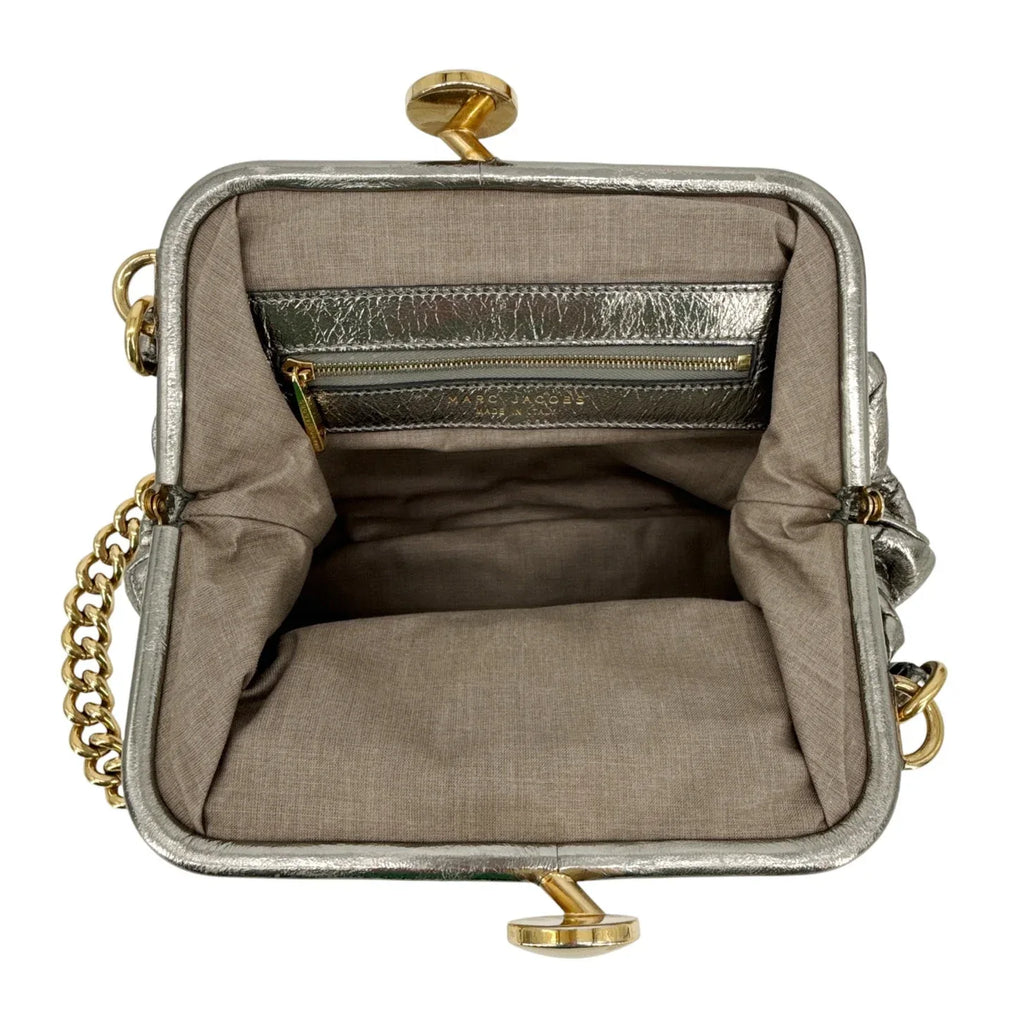 MARC JACOBS Collection Patchwork Metallic Leather Little Stam Bag in Silver - flyKAMP
