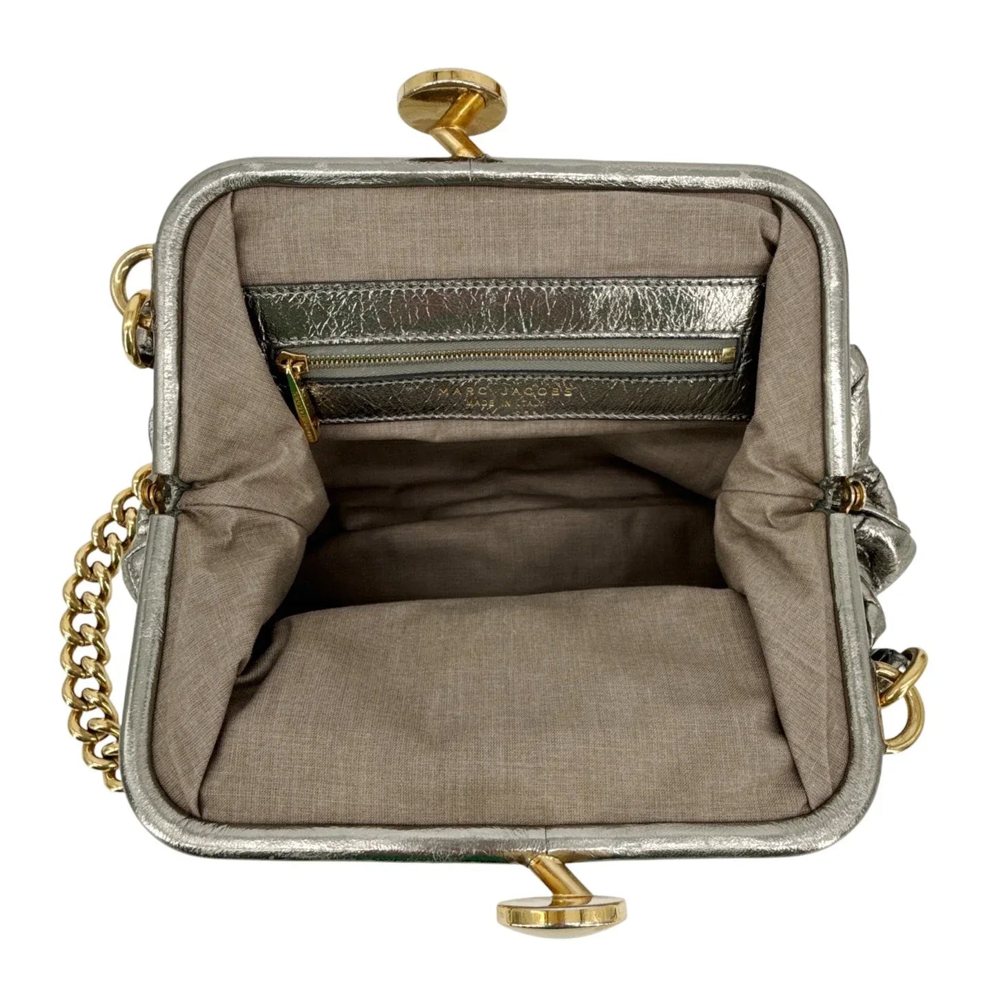 MARC JACOBS Collection Patchwork Metallic Leather Little Stam Bag in Silver - flyKAMP