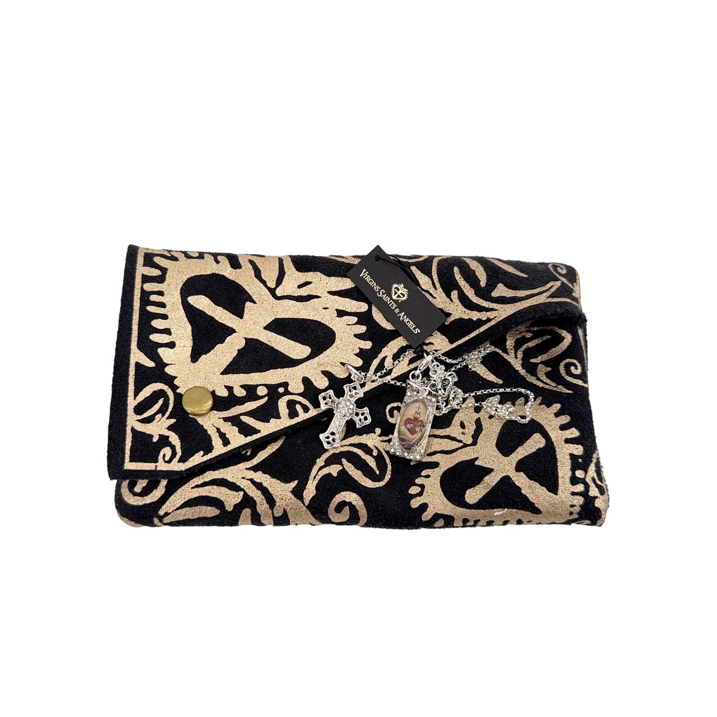 VIRGINS SAINTS & ANGELS VSA Basilica Cross & Retablo Charm Necklace Silver