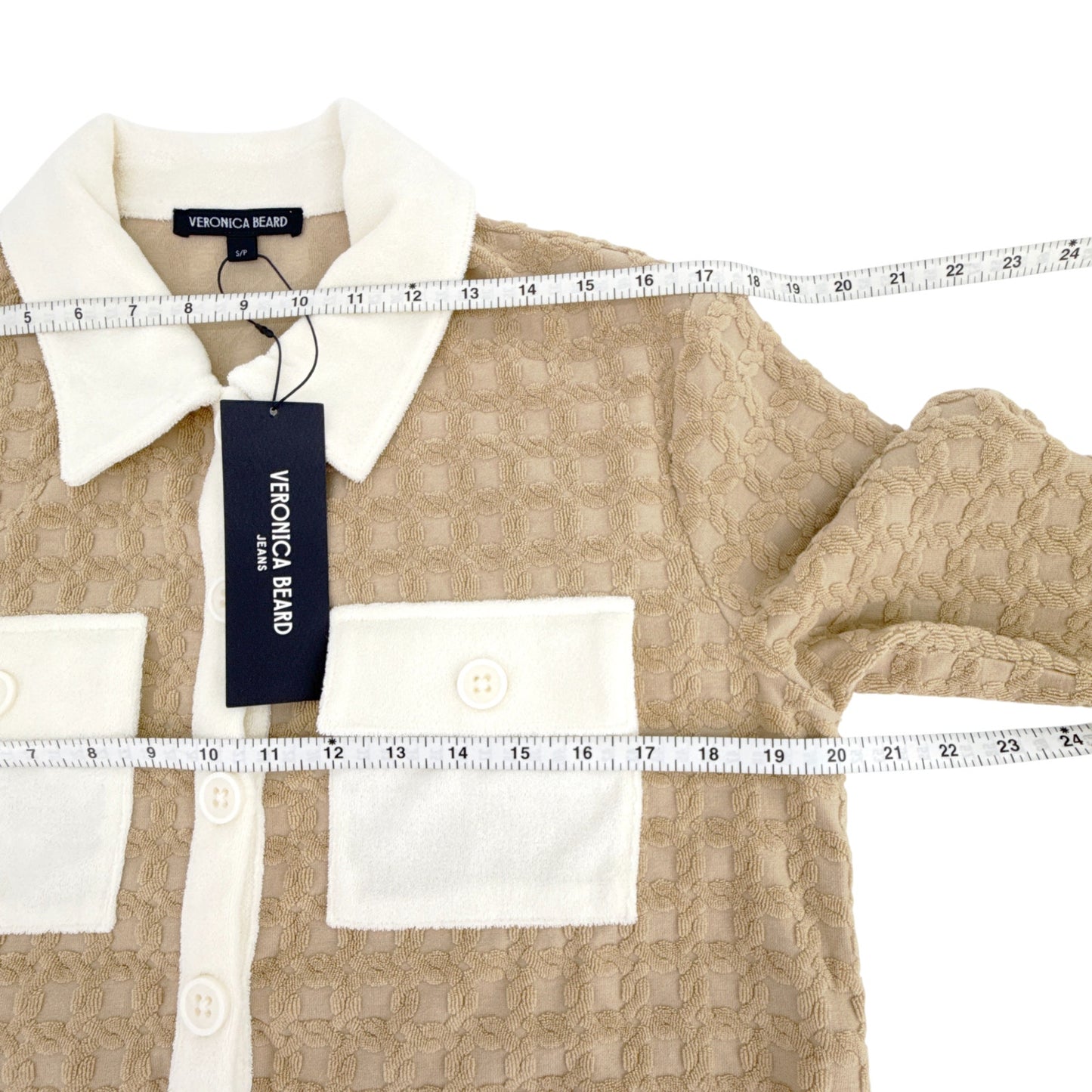 VERONICA BEARD Zariah Cropped Cardigan in Stone Khaki S