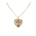 VIRGINS SAINTS & ANGELS VSA Caged Heart Cross Charm Necklace in Gold - flyKAMP