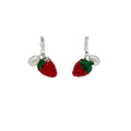 TORY BURCH Curiosity Strawberry Earrings in Light Silver / Red / Pearl Tory Burch
