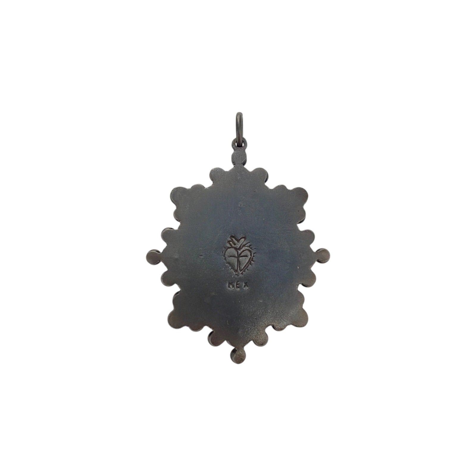 VIRGINS SAINTS & ANGELS VSA Oval Cloister Sacred Heart Charm in Gunmetal Virgins Saints & Angels
