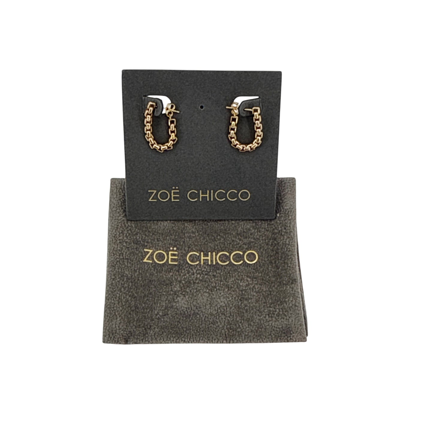 ZOE CHICCO 14k Gold Large Box Chain Huggie Earrings
