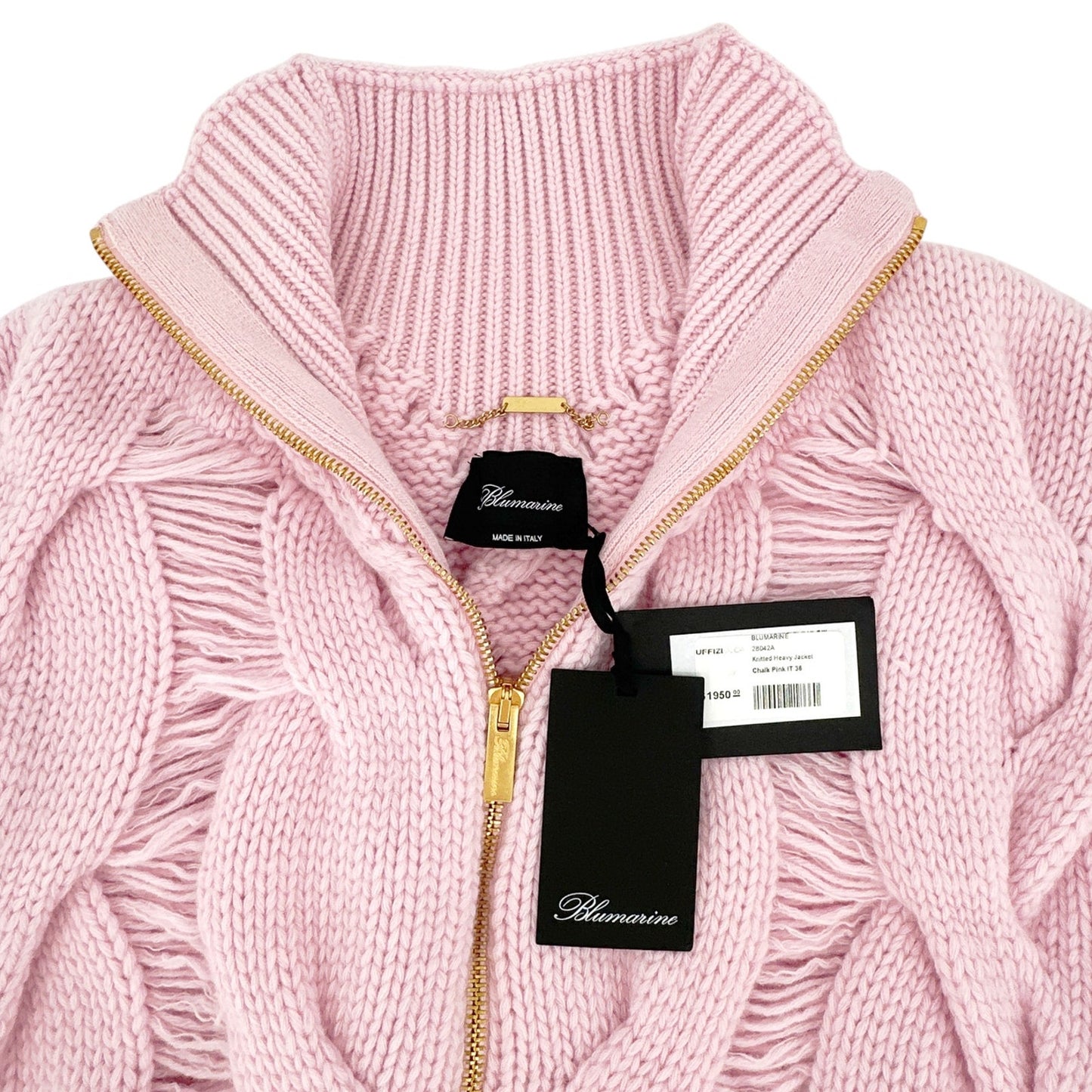 BLUMARINE Knitted Heavy Cardigan Jacket in Chalk Pink IT38|XS