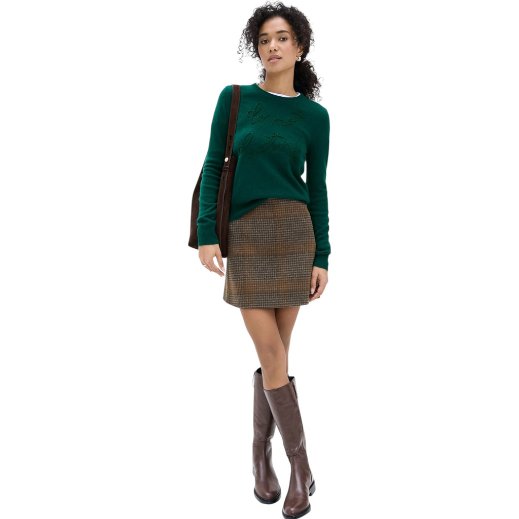 LINGUA FRANCA Do Not Disturb Cashmere Crewneck Sweater in Hunter M LINGUA FRANCA