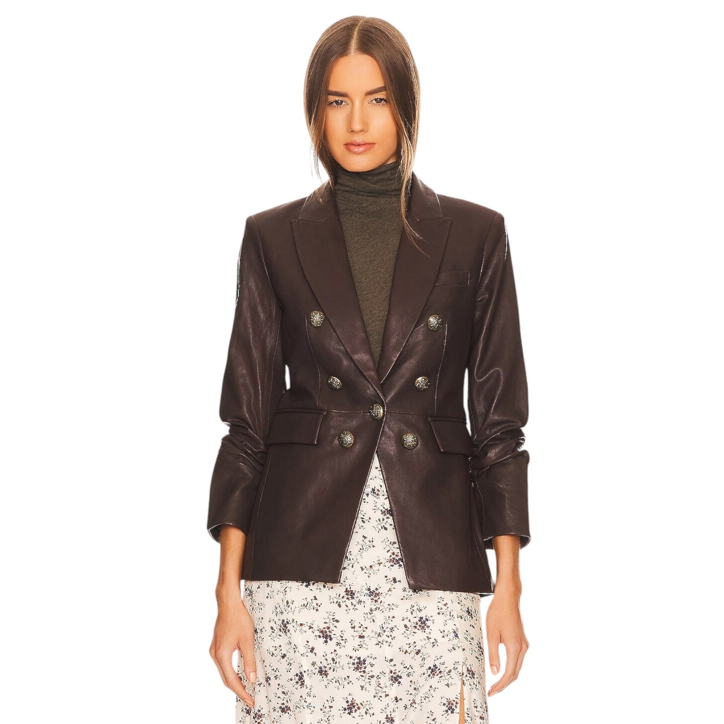 VERONICA BEARD Oneta Leather Dickey Jacket in Brown 2