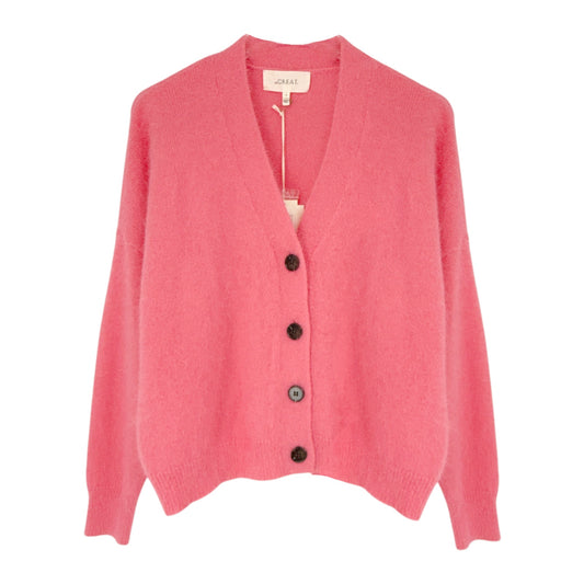 THE GREAT. The Fluffy Slouch Cardigan in Cherry Blossom 0|XS